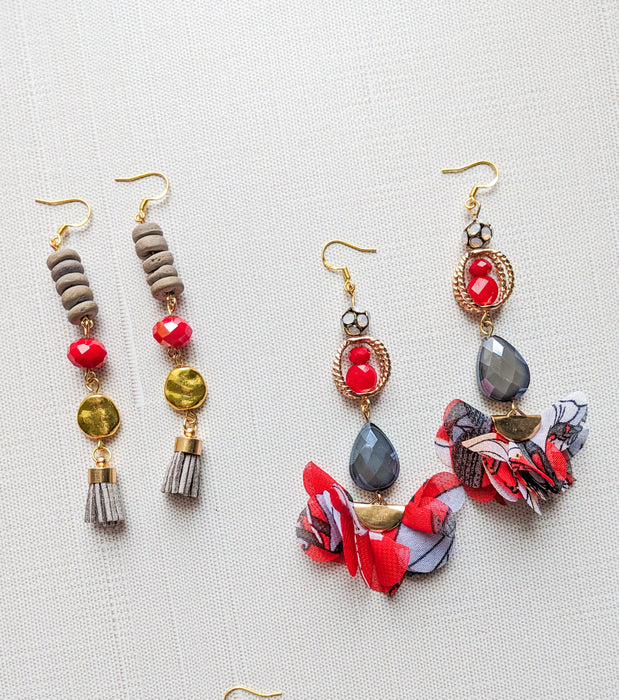 Red Ethereal Dangle Earrings