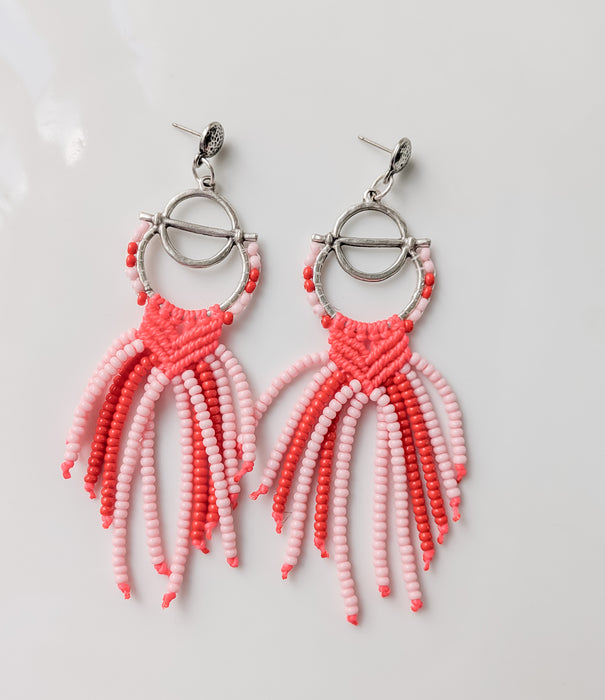 Nuri Fringe Earrings - Pink