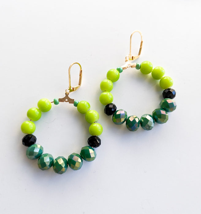 Verde Beaded Hoops