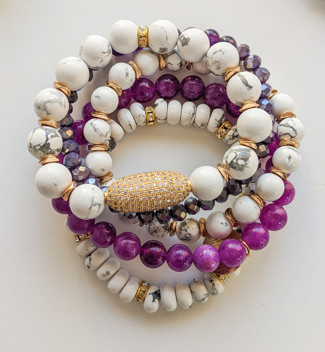 Harmonic Purple Quartz Bracelet Stack