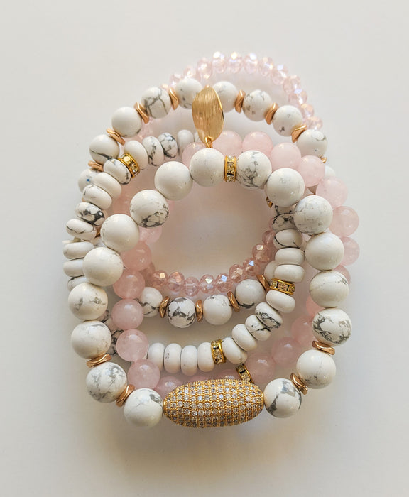 Harmonic Rose Quartz Bracelet Stack