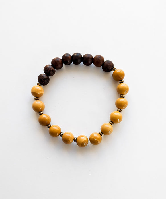 Men's Mookaite and Wood Stretch Bracelet