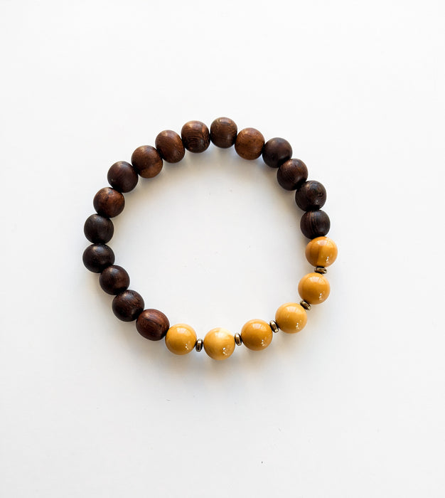 Men's Mookaite and Wood Stretch Bracelet
