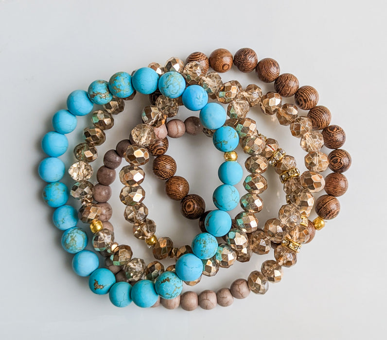 Gemma Bracelet Stack - Turquoise