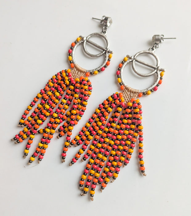 Nuri Fringe Earrings - Orange