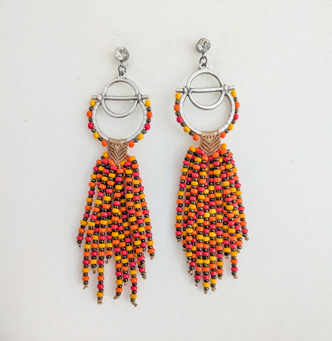 Nuri Fringe Earrings - Orange