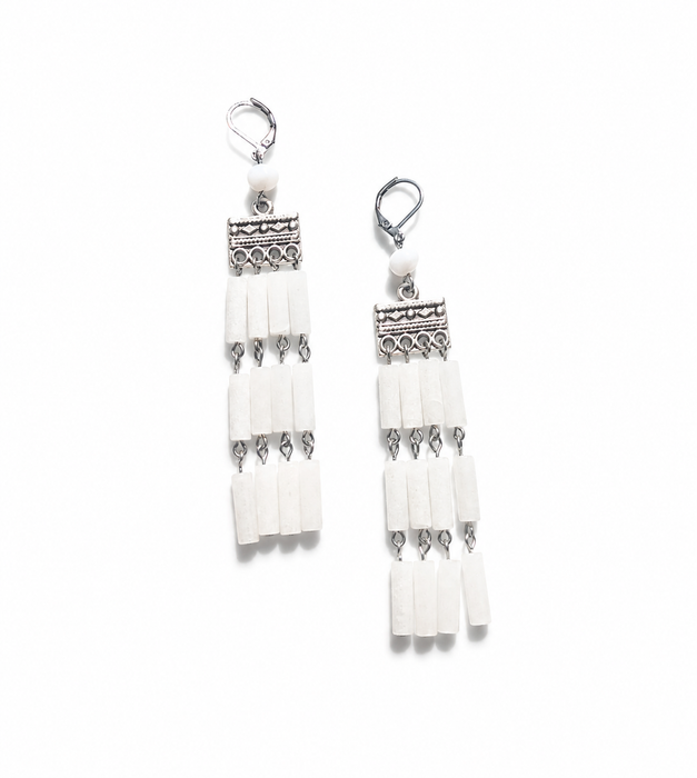 Gloria Sass Dangle Earrings - White Jasper