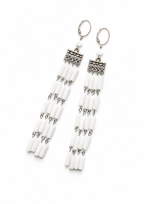 Gloria Sass Dangle Earrings - White Jasper