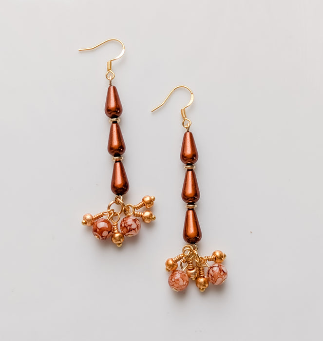 Copper Drop Cluster Earrings